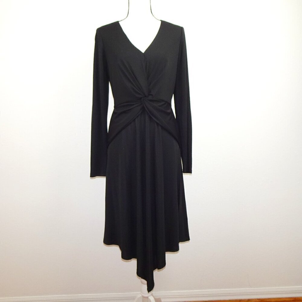 Ralph Lauren Cocktail Party Dress Women's Size 8 Black Surplice Long Sleeve